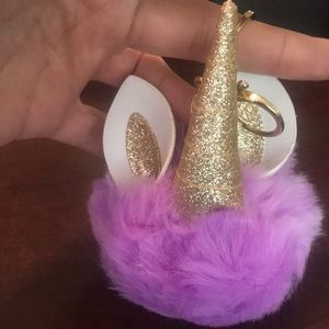 Lavender Unicorn Pom Pom Keychain